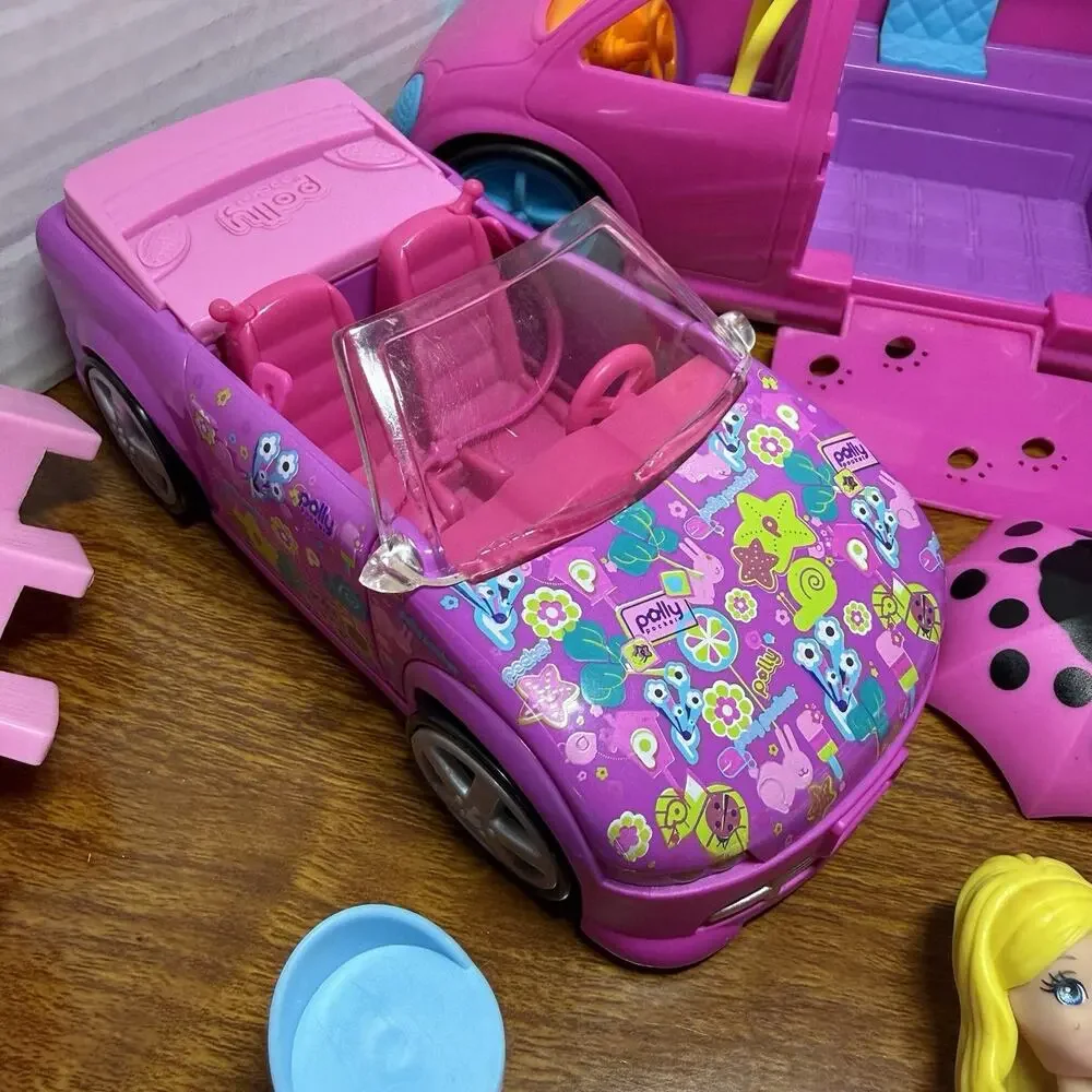 Huge LOT Polly Pocket Mixed Play Set Dolls Cars Furniture & Accessories